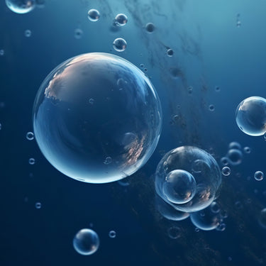 Large and small nanobubbles underwater – detailed representation for advanced nanobubble research and environmental technology.